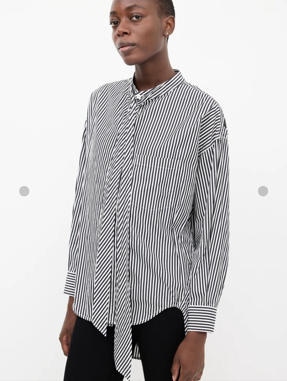 Balenciaga Black & White Striped Button-Down Shirt with Back Logo Size 32 - Picture 8 of 16